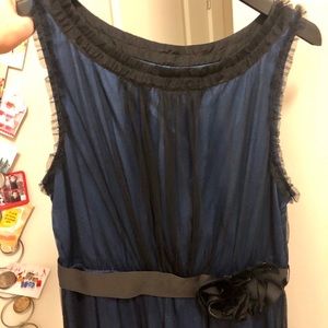 Sapphire Blue Dress w/Black Lace Overlay